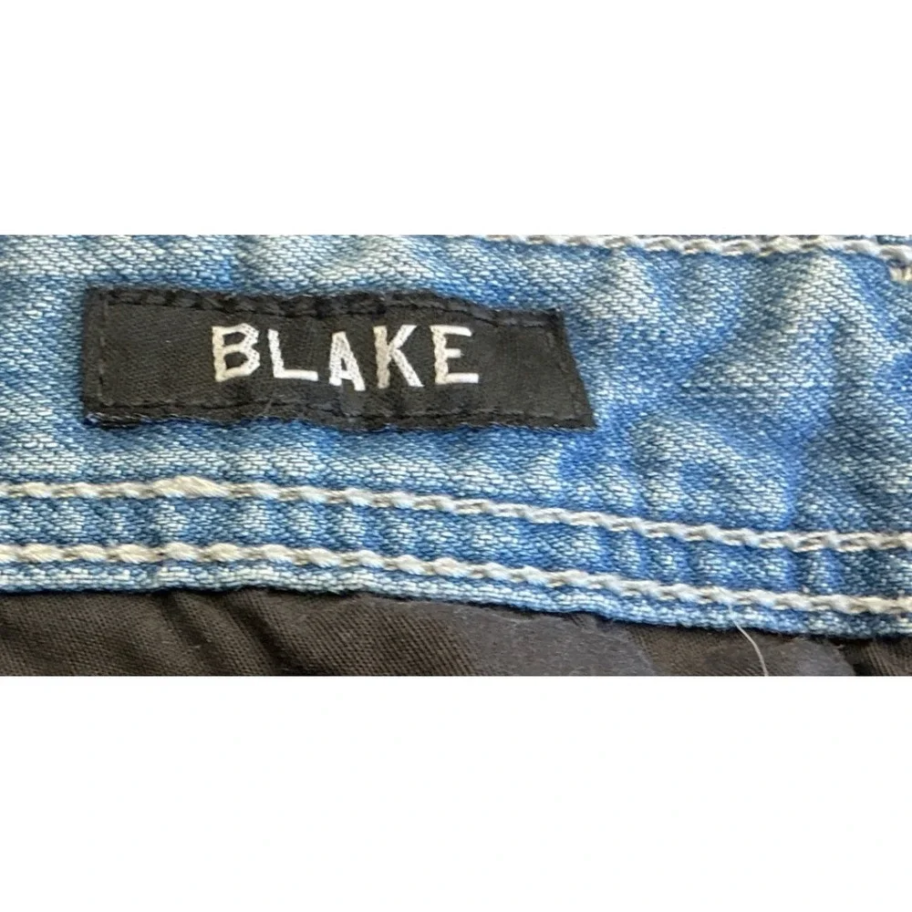 Affliction Y2K Blake Jeans Distressed Straight Leg 33 Regular Light Wash Buckle